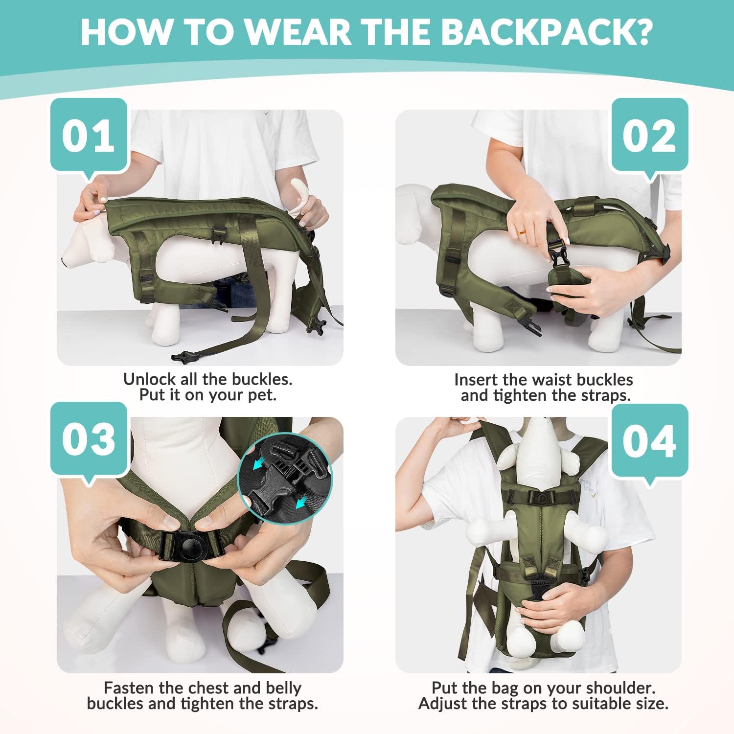 Voordragerrugzakken voor huisdieren Verstelbare handsfree hondenrugzak voor kleine middelgrote honden Ademende katten Outdoor reisdraagtassen