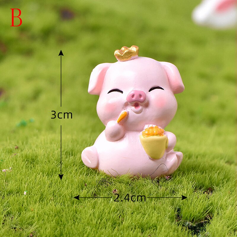 Kawaii Mini Cow Pig Animals Home Micro Fairy Garden Figurines Miniatures Home Garden Decoration DIY Accessories: B