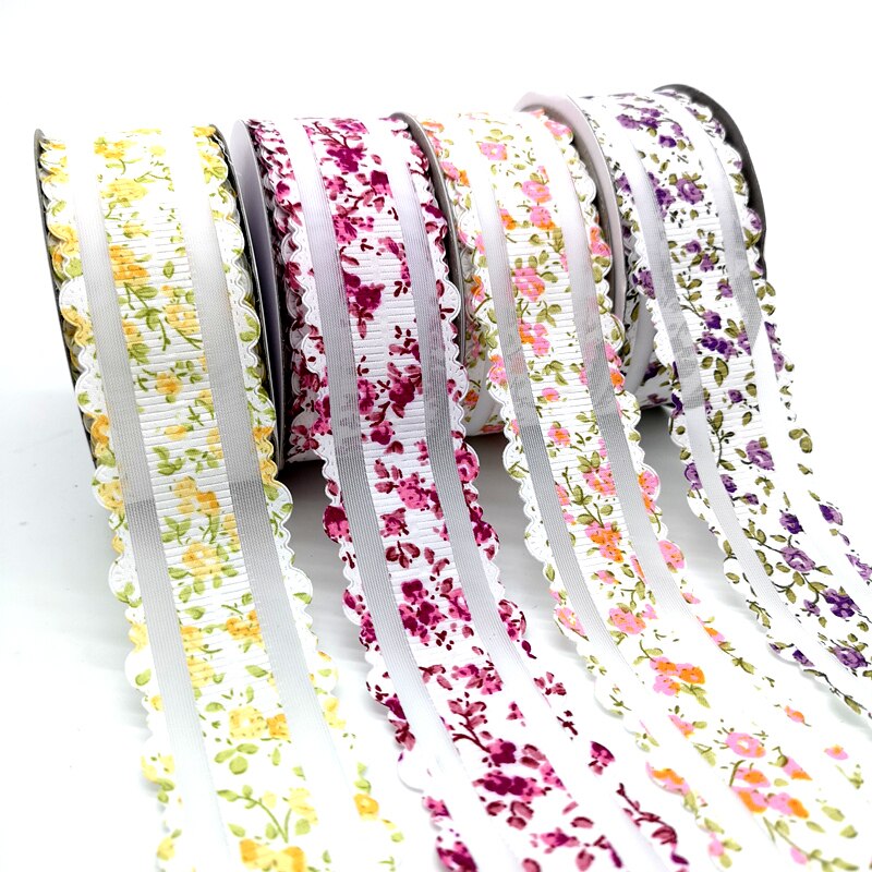 Cinta de Organza con encaje para envolver el pelo, lazo para boda, , , bricolaje, Navidad, 5 yardas, 38mm