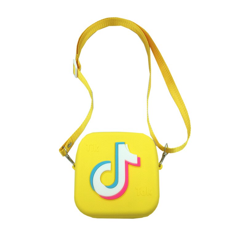 Kinderen Cartoon Tik-Tok Schoudertas Silicone Purse Boodschappers Zakken Handtas Rits Crossbody Tassen Schoudertas Leuke: YELLOW