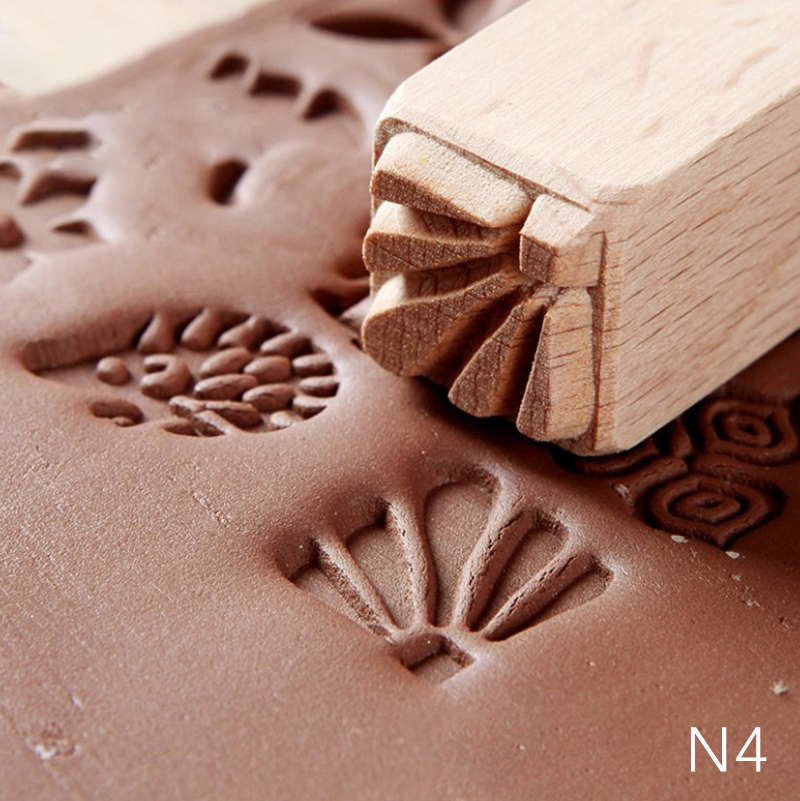 Herramienta de cerámica con relieve de madera, columna de sellos de impresión Natural, bloques de patrones mixtos, sello de textura para arcilla polimérica, artesanía de cerámica Diy: Caqui oscuro