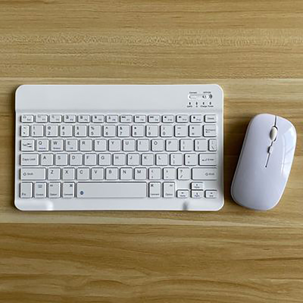 Mobile Phone Tablet Computer Wireless Keyboards And Mouse Set Can Be used as IOS Android Windows universal keyboard: 10 inch White