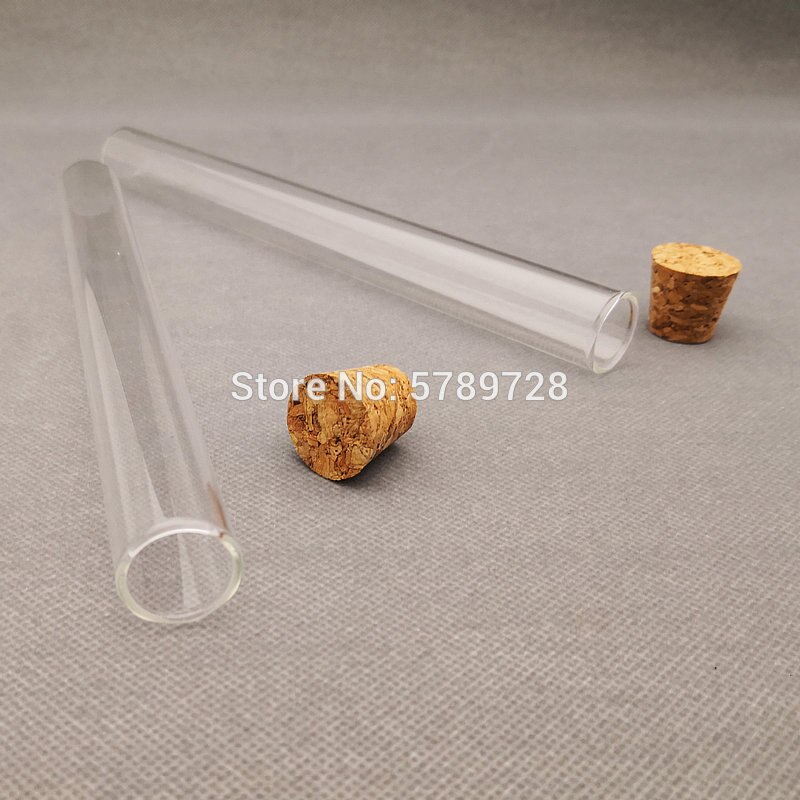 30pcs 20x200mm Glass flat bottom test tube with cork stopper,thickwalls flat - mouth lab test tubes Used in chemistry lab