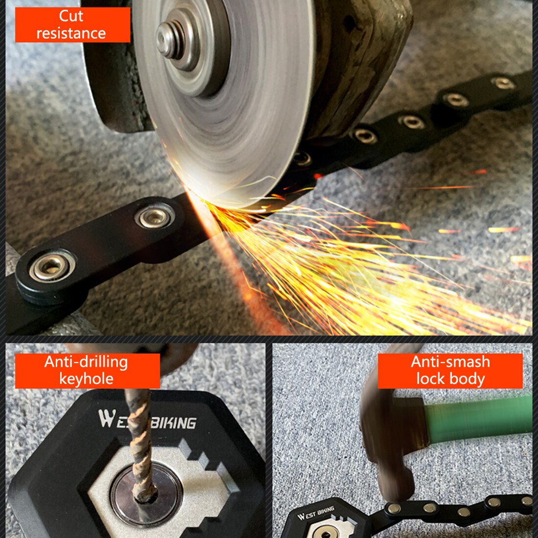 Foldable Bike Hamburg-Lock Bike Bicycle Motorcycles Gates Mini Security Drill Resistant Anti-Theft Security Zinc Alloy Lock