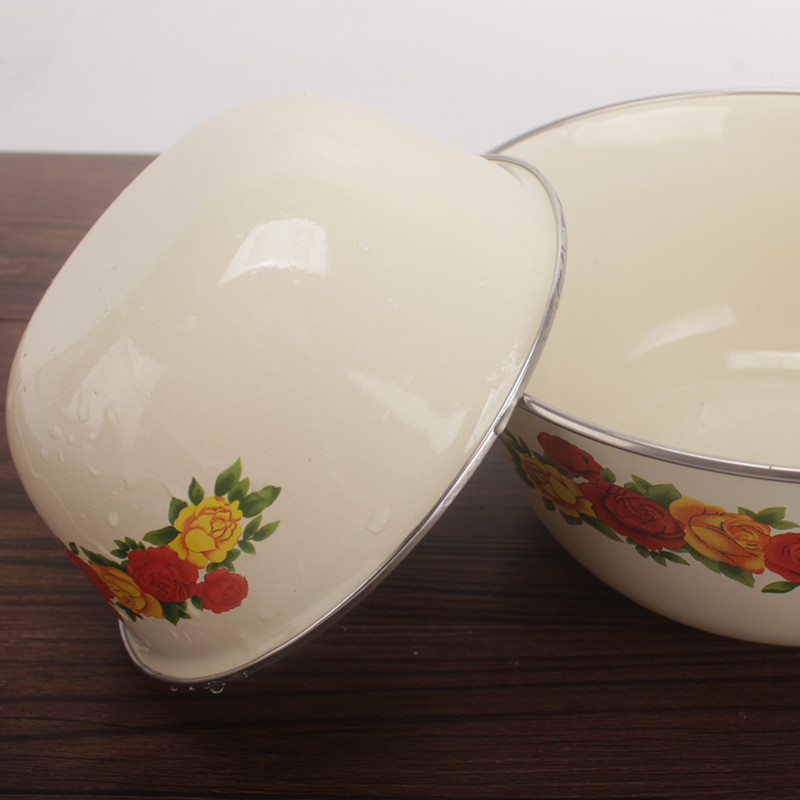 Tazón de esmalte nostálgico, tazón de esmalte retro, olla de sopa de esmalte chino Diámetro 16cm 20cm 10 unidades/1 paquete