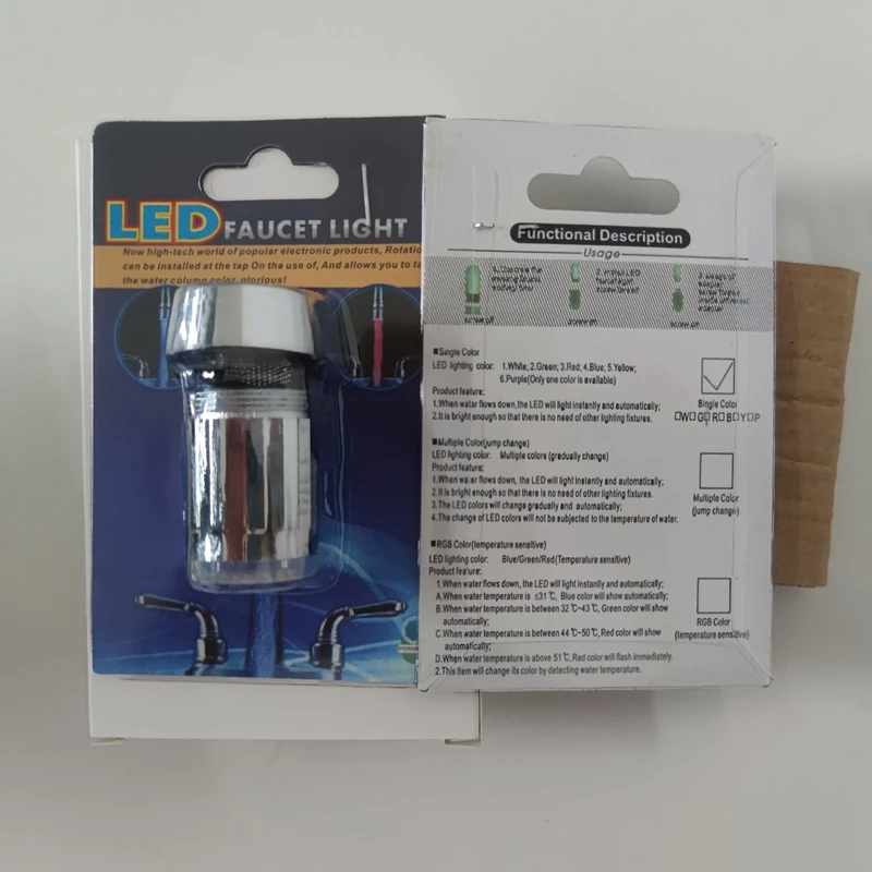 Temperaturempfindlicher LED-Wasserhahn, wassersparend, für Küche, Badezimmer, Sensor, 7, Farbwechsel, Wasserhahn, Kopfbelüfter, Wasserhahn, Düse, Dusche: Licht Grau