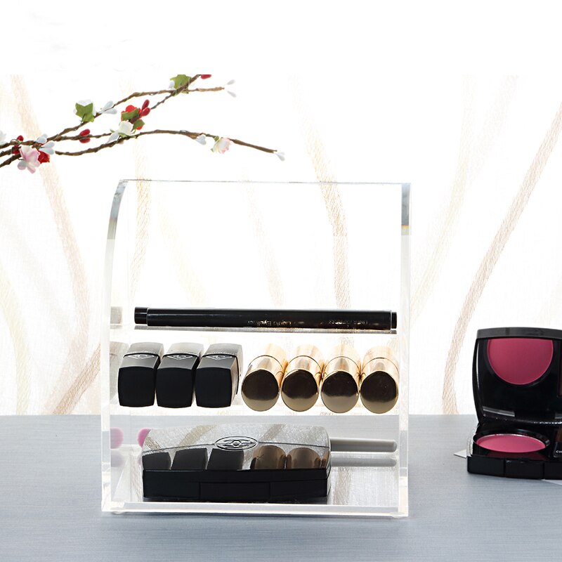 Flerskikts makeup arrangör akryl läppstift hållare smink fall kosmetika förvaringslåda nagellack display stativ rack