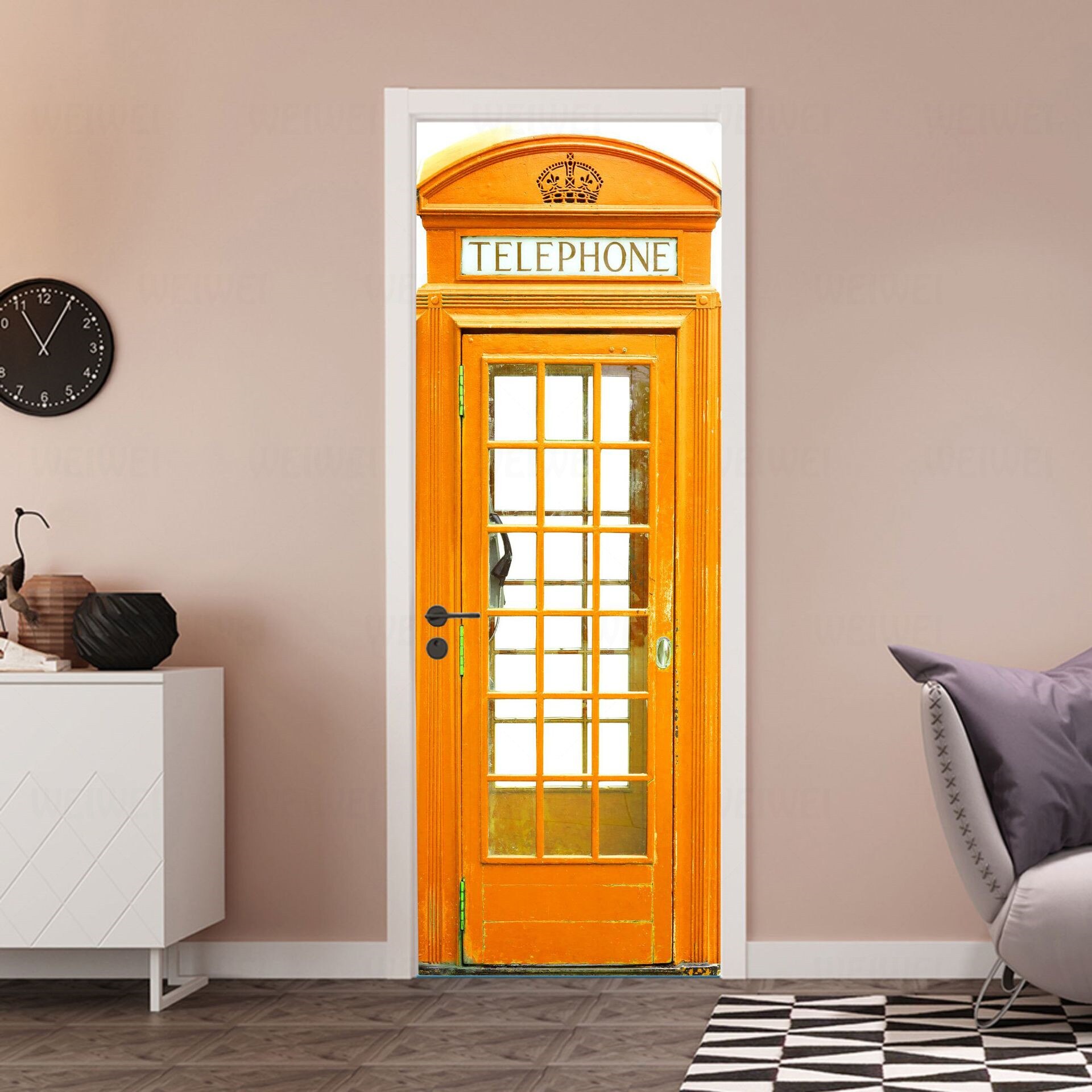 British Telephone Booth Door Stickers Wall Stickers Home Improvement Renovation Self-adhesive PVC 3D Stickers Home Decoration: 04 / 95x215cm