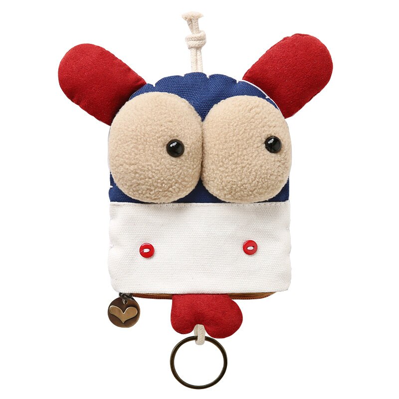 multi-function key bag canvas cute coin bag mini bag cartoon small bag: Purplish blue