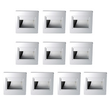 10pcs 1.5W Wall Plinth Recessed Stair Lamp Aisle Porch Footlight Warm White Light - Sliver Case