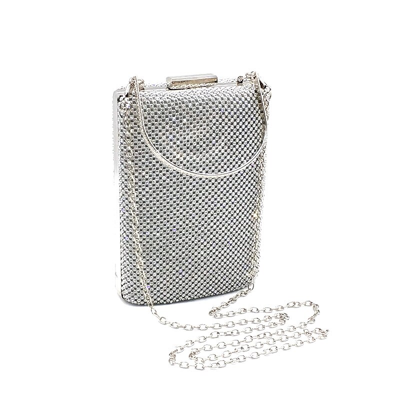 Bling hard box women shining bridal wedding women evening party bag women crystal cell phone box bag cross body shoulder bag