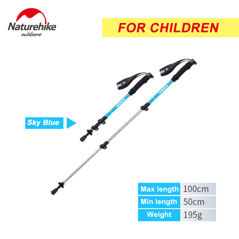 NatureHike ST01 External Quick lock Trekking pole hiking telescope stick nordic walking stick hand Crutch Alpenstocks Adult Kids: Blue 100cm