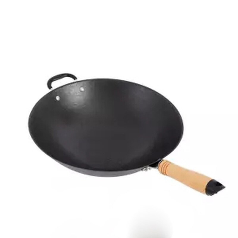 Gietijzeren Wok Thuis Ongecoat Handleiding Non-stick Pan Ronde Bodem Inductie Fornuis Gasfornuis Wok Koekenpan Koken non Stick Pan