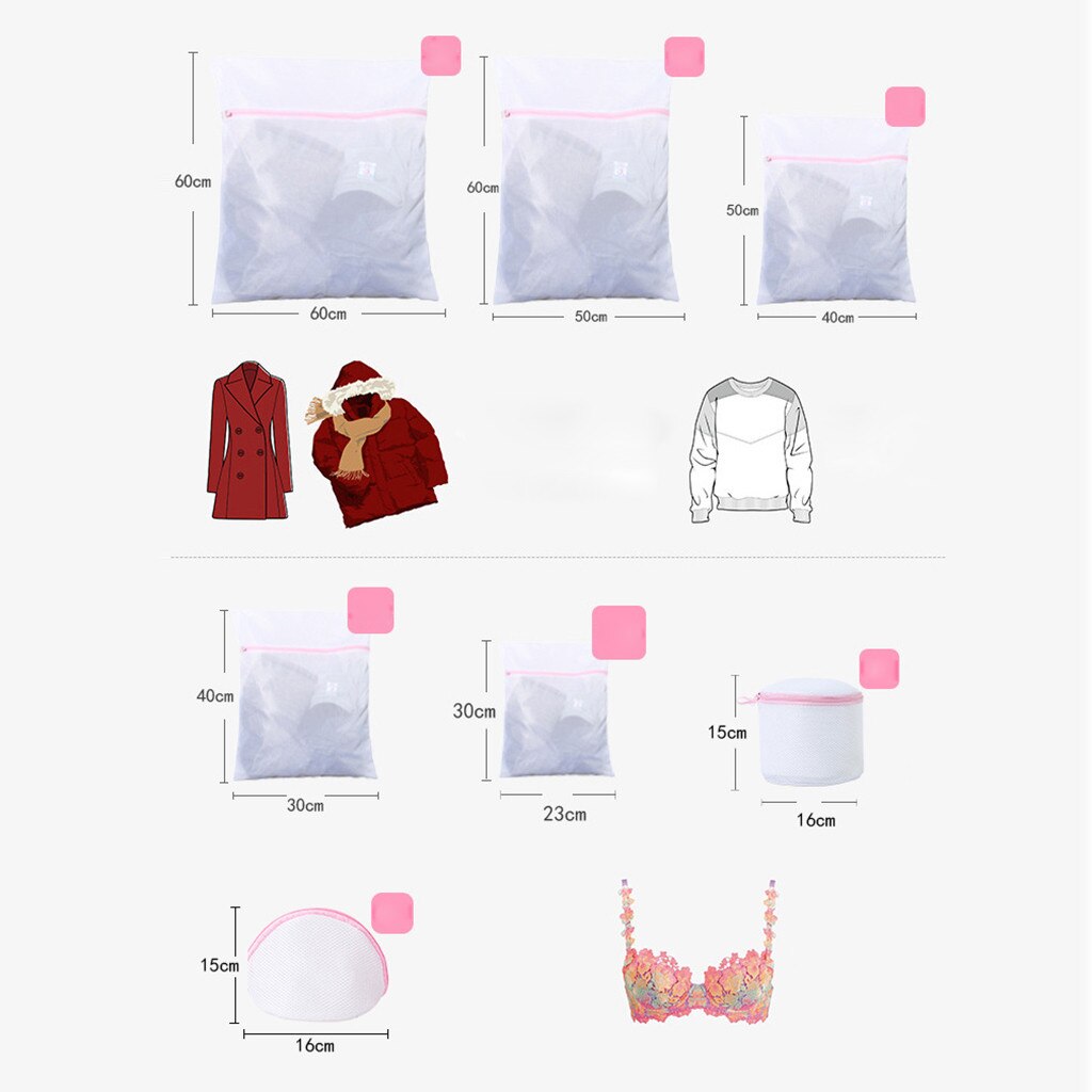 7 different sizes Mesh Laundry Bags for Delicates with Premium Zipper, Travel Storage Bag For delicates Protective Net for Cloth
