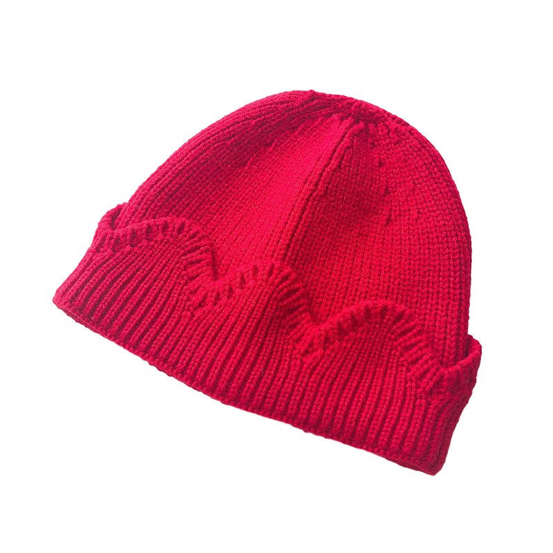 Krone babyhue strikket børnehue til piger drenge hatte varm vinter baby hue småbørnshætte enfant kasket 1-3y 1pc: Rød