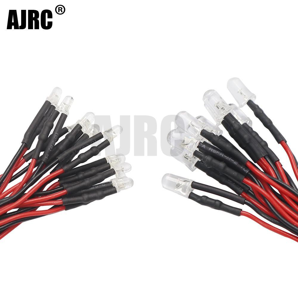 10Pcs 3Mm 5Mm 3V-12V Led Licht Rood Wit Geel Voor 1/10 Rc Crawler auto Traxxas TRX4 G63 Axiale SCX10 D90 D110 Hsp Yikong