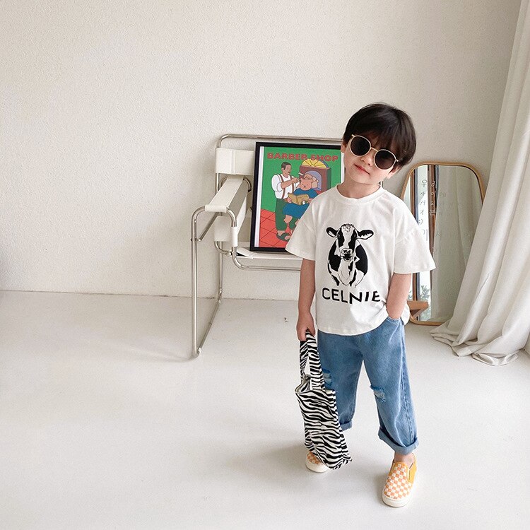 Zomer Jongens 1-8 Jaar Unisex Ripped Jeans Kids Kinderen Losse Alle-Wedstrijd Gebroken Denim Broek