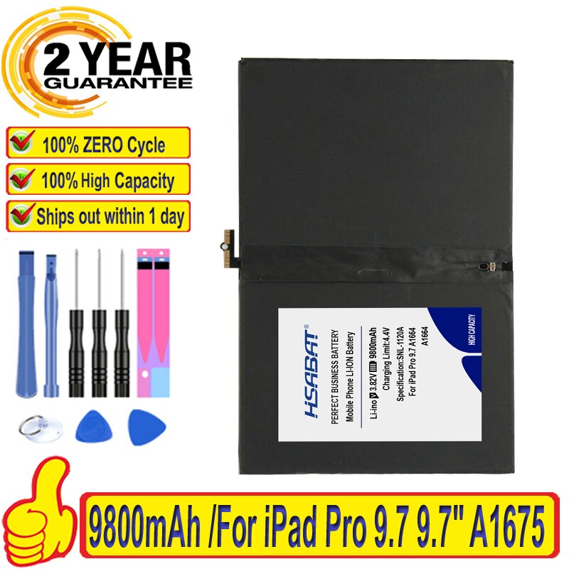 100% original hsabat 7806mah tablet bateria para ipad pro 9.7 9.7 "a1675 a1674 a1673 a1664