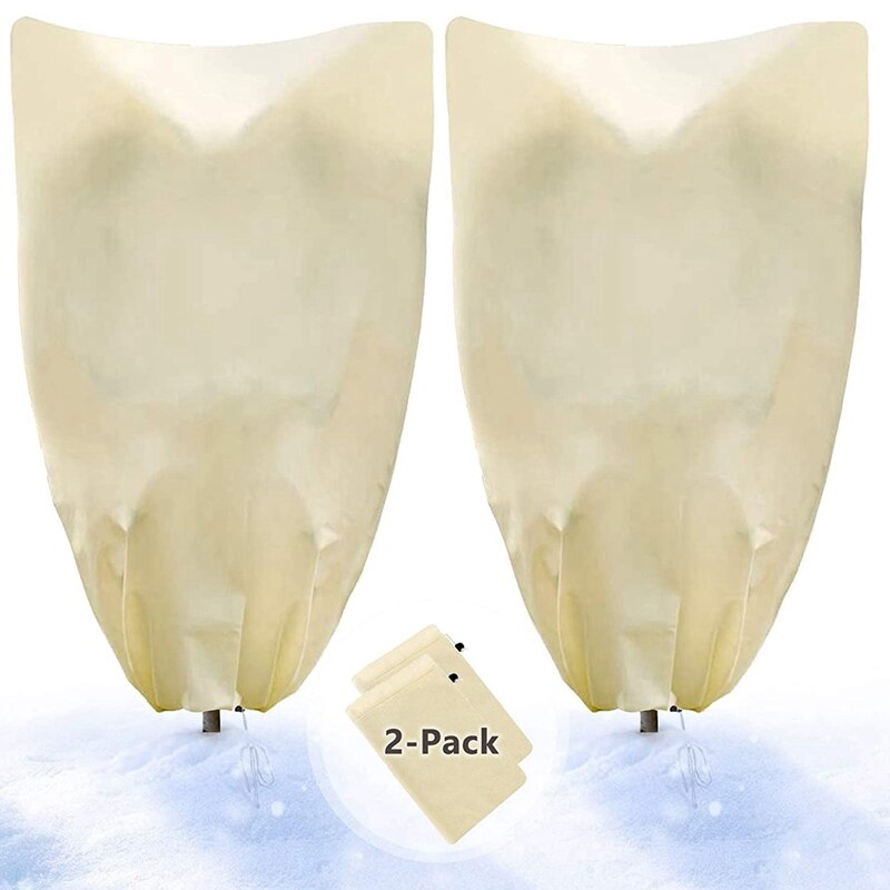 Frost Protection Fleece, 2 Packs Winter Fleece Plant Cover, Plant Fleece Frost Protection,Garden Fleece Jacket: Beige