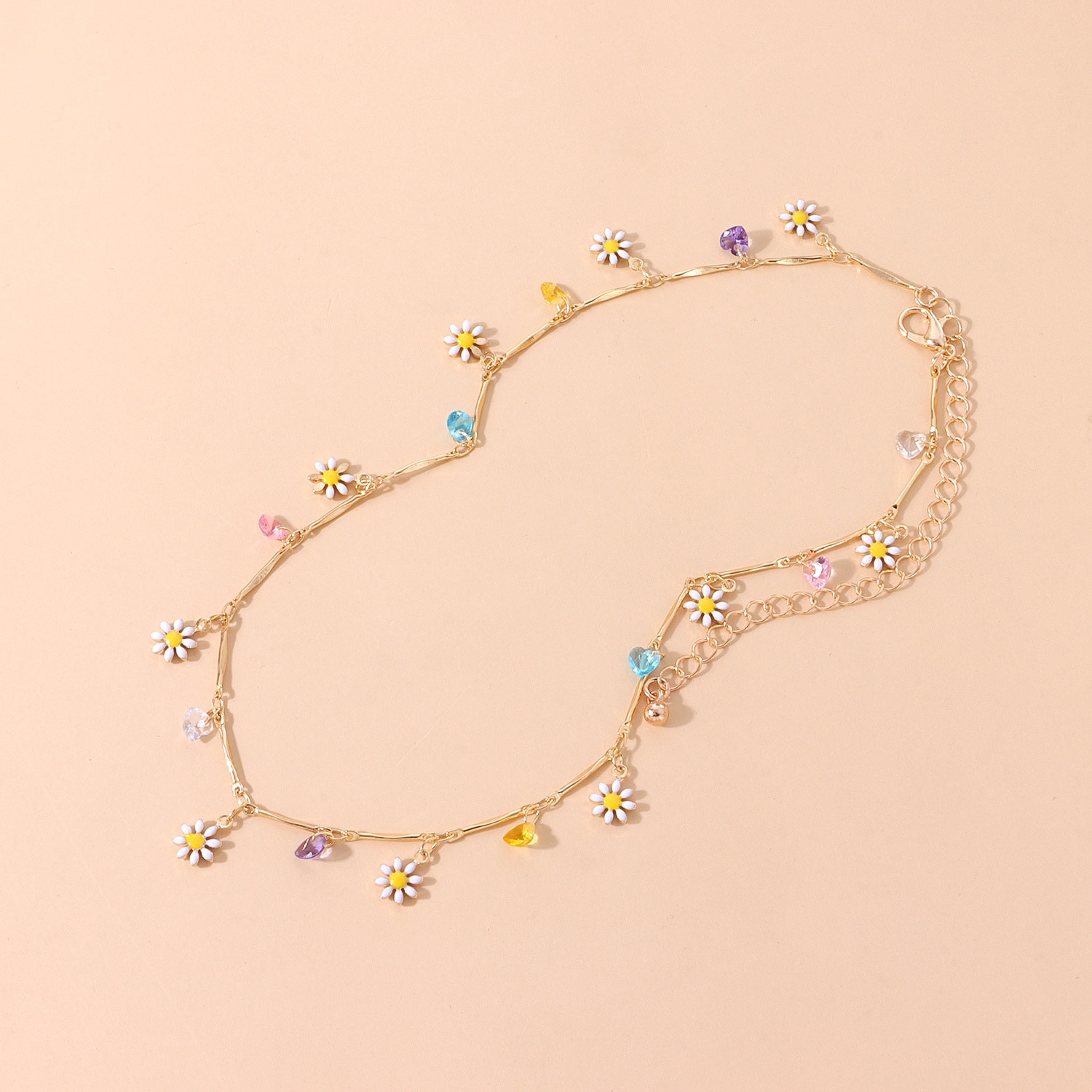 Nowe koreańskie piękne kwiaty Daisy kolorowe zroszony urok komunikat krótki Choker naszyjnik dla kobiet biżuteria wakacje