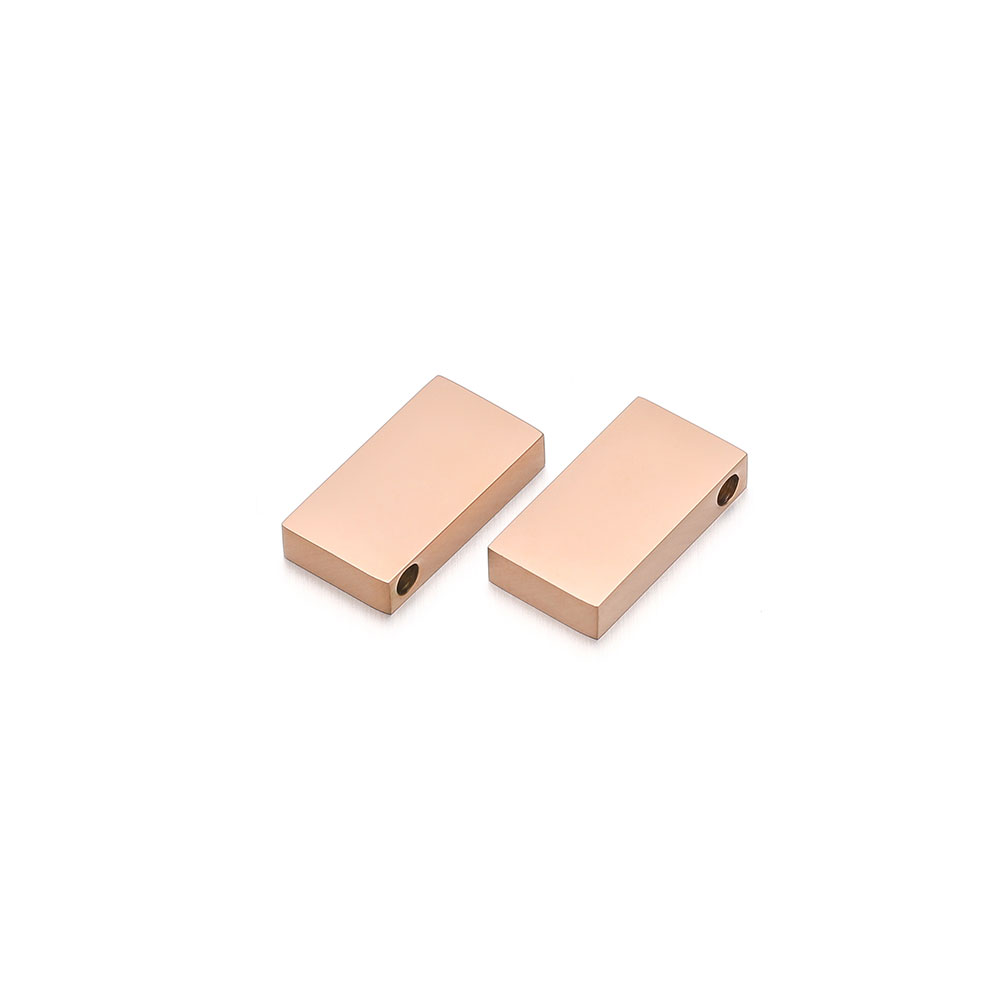 Abalorios geométricos rectangulares de acero inoxidable de 5 piezas, cuentas de agujero para fabricación de joyas DIY, collar, pulsera, accesorios: orange