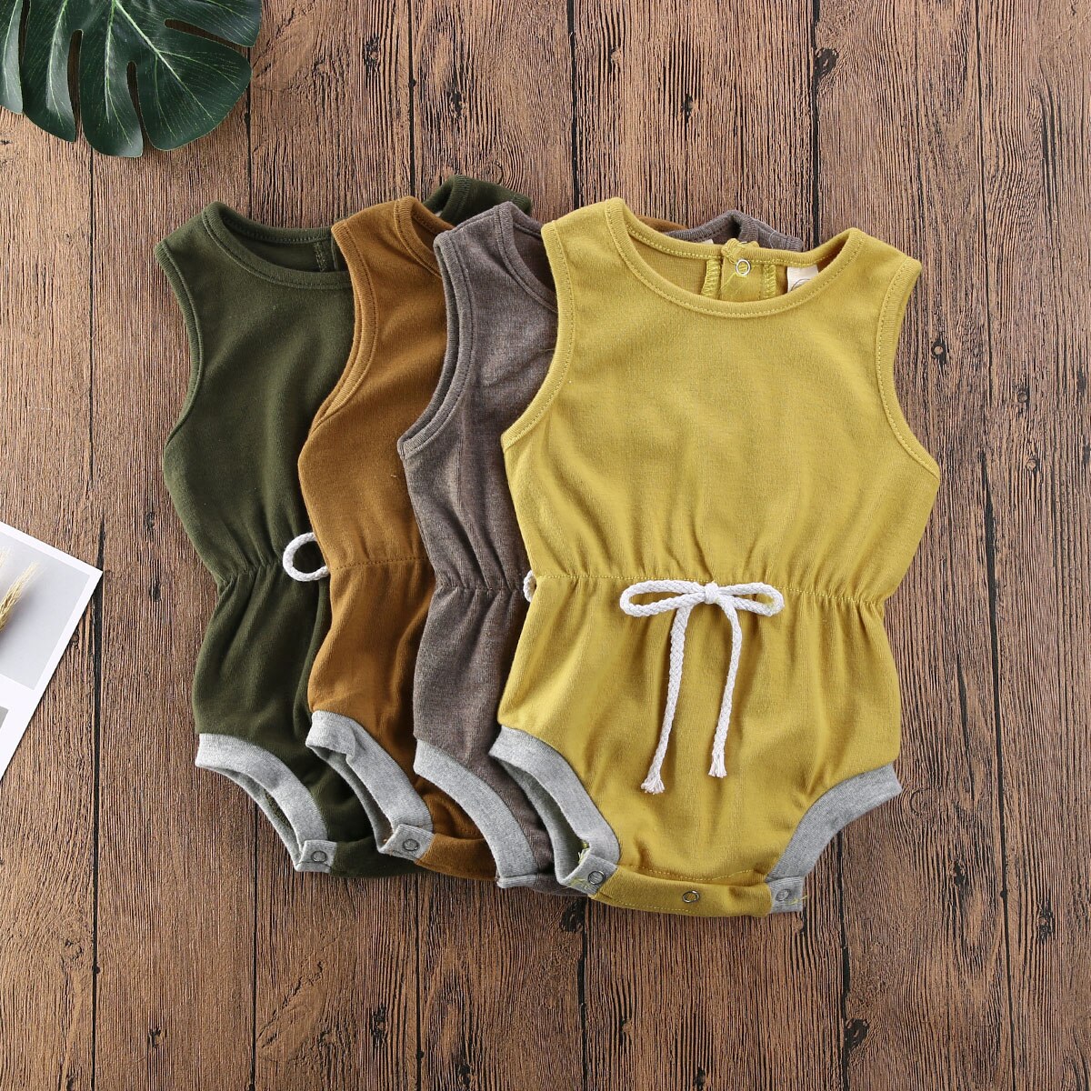 Pudcoco pasgeboren baby jongen meisje kleding effen kleur mouwloos katoenen romper jumpsuit eendelig pak zonnepak kleding
