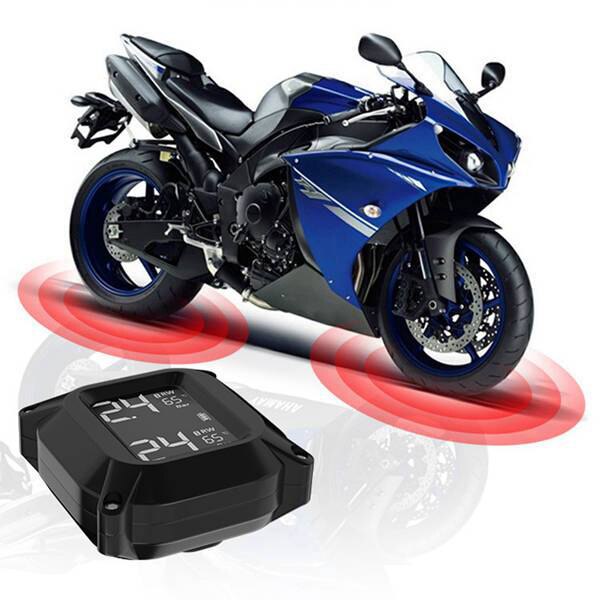 Waterproof Motorcycle Real Time Tire Pressure Monitoring System TPMS Wireless LCD Display External Sensors Moto TPMS