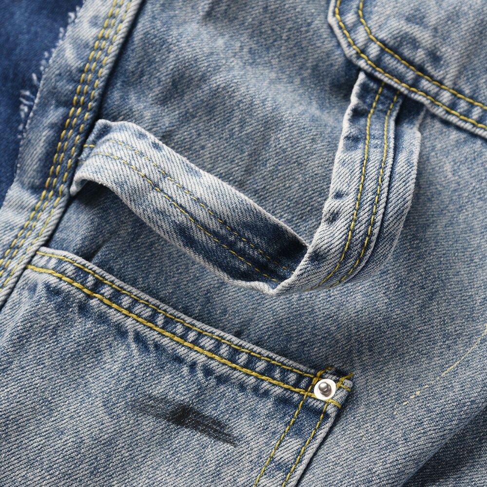 Blue Multicolor Paint Splatter Flared Jeans Men Deconstructed Patchwork Trousers Eight-Pocket Styling