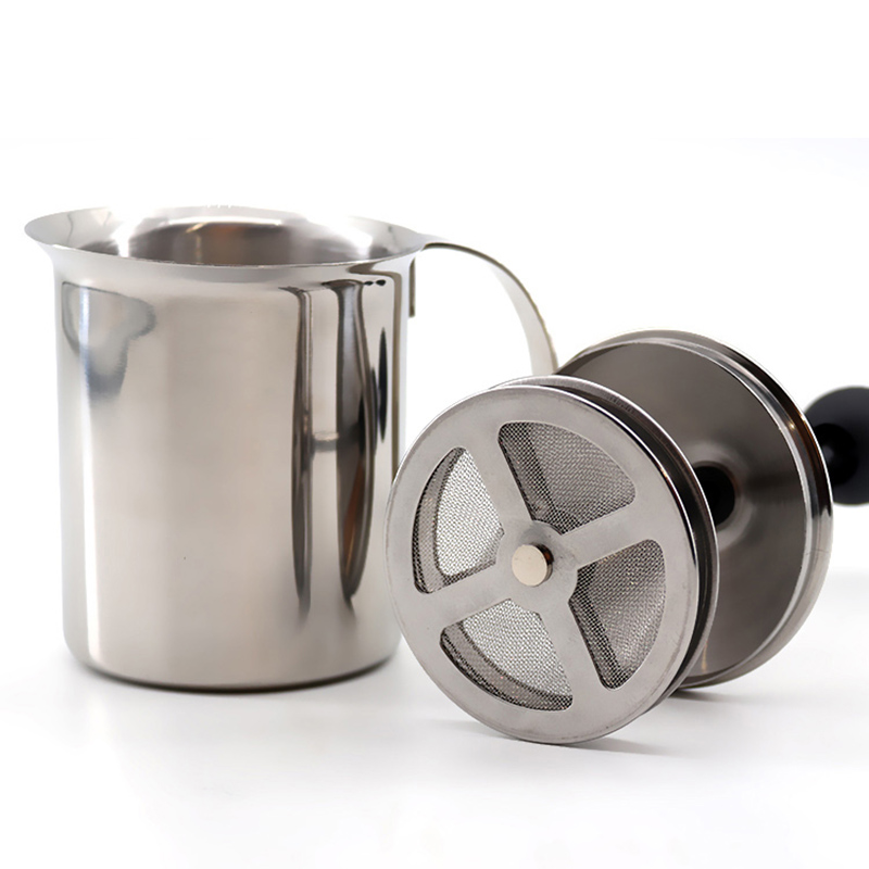 400/600ml Espresso Latte Milk Frother Stainless Steel Double Layers Blender Household Coffee Manual Milk Maker Tool: 600cc