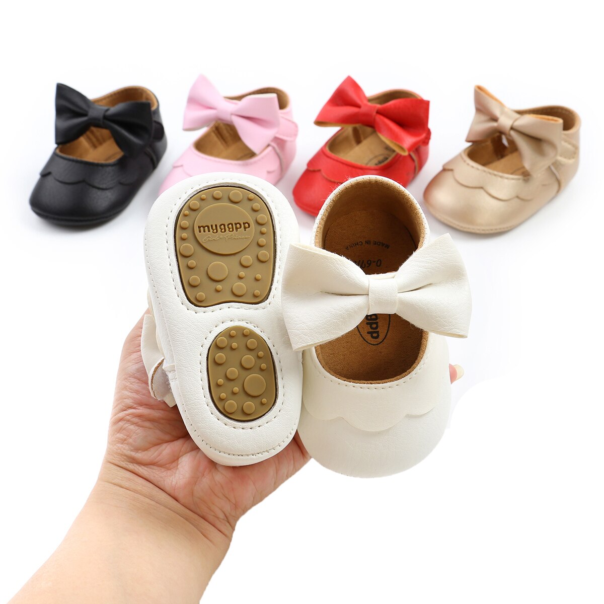 0-18M Baby Kleinkind Mädchen Flache Schuhe Bogen Knoten Feste Erste Wanderer Weiche Sohle Schuhe neugeboren Kleinkind Kleinkind mädchen Prinzessin Schuhe