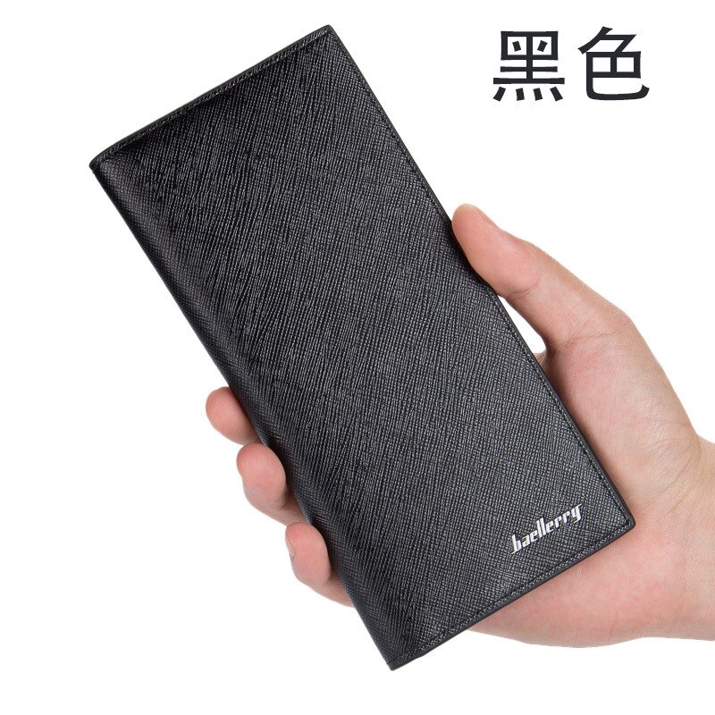 Style Male Long And Super Thin Wallet Soft PU Leather Leisure Or Business Style Purse Mens Desginer Clutch Pocket: Black