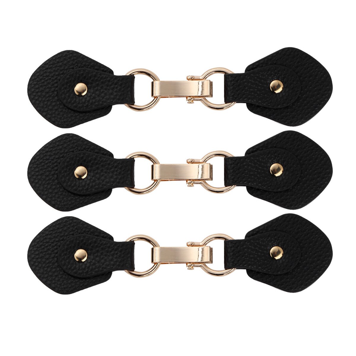 3 par poncho cape cardigan clips wrap sjal fastgørelse pu læder spænder skridsikre spændenåle til tøj indretning gør det selv tilbehør: Sort guld a