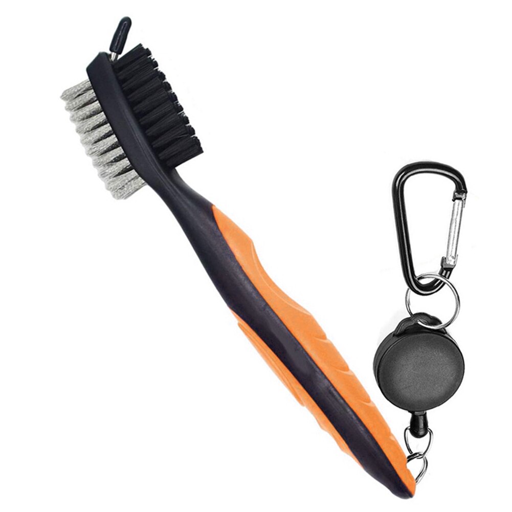 Intrekbare Golf Club Brush Groove Cleaner Met Intrekbare Zip-Lijn En Aluminium Karabijnhaak Cleaning Tools: Oranje