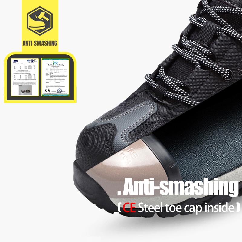 LARNMERN-Zapatos de seguridad para el trabajo para hombre, calzado ligero y transpirable con punta de acero, antideslizante, antigolpes, informal, para construcción o fábrica, cómodo
