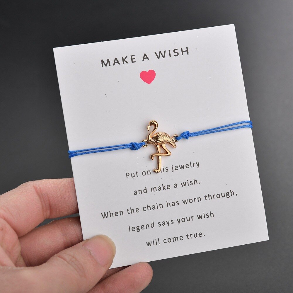 Doreen Box mignon animaux flamant rose pendentifs Bracelets corde chaîne réglable pour les femmes fête Club souhait carte bijoux: Dark Blue
