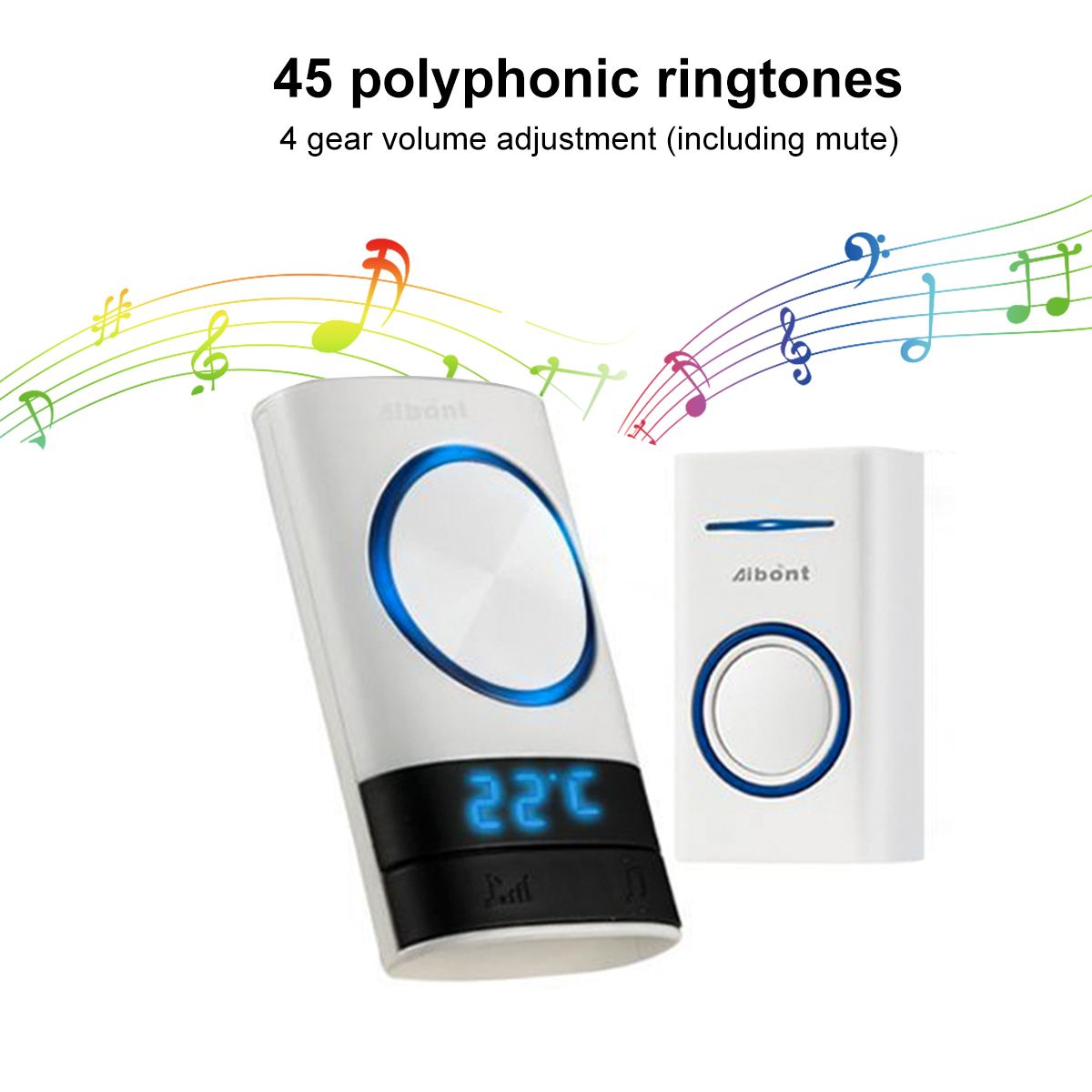 45 polyfoniska ringsignaler trådlös dörrklocka 200m sortiment us eu uk au plug home intelligent dörrklocka ringsignal 1 knapp mottagare