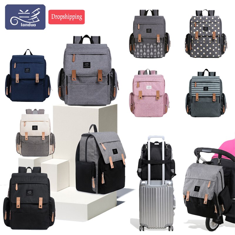 LAND Mommy Diaper Bags Landuo Mother Large Capacity Travel Nappy Backpacks with changing mat Convenient Baby Nursing Bags MPB86