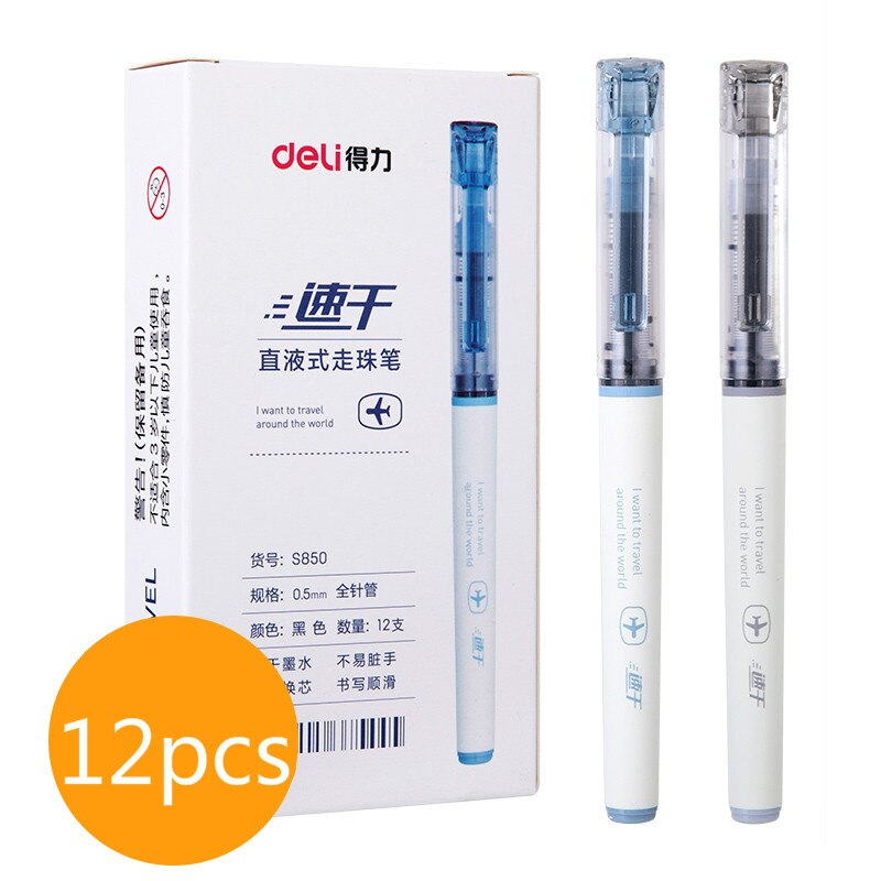 Deli Straight Liquid Type Gel Pen Student Carbon Office Signature Pens Examination Special Pen Papelaria Stationery Supplies: 1