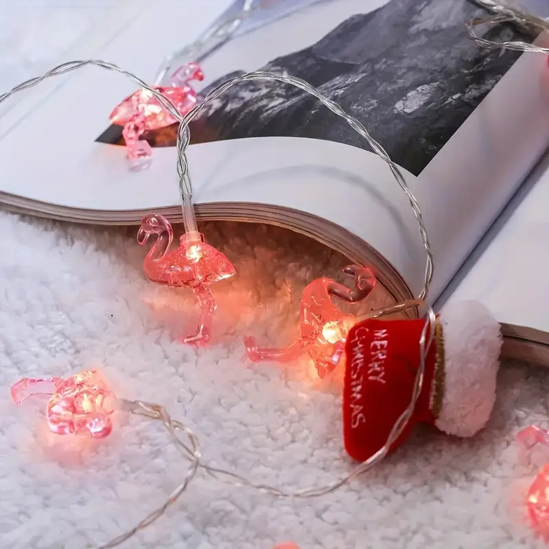 Guirlande lumineuse flamant rose à 10/20 LED, 1 pièce, 59.06 pouces/118.11 pouces, guirlande lumineuse féerique à piles pour décoration de fête d'anniversaire d'été