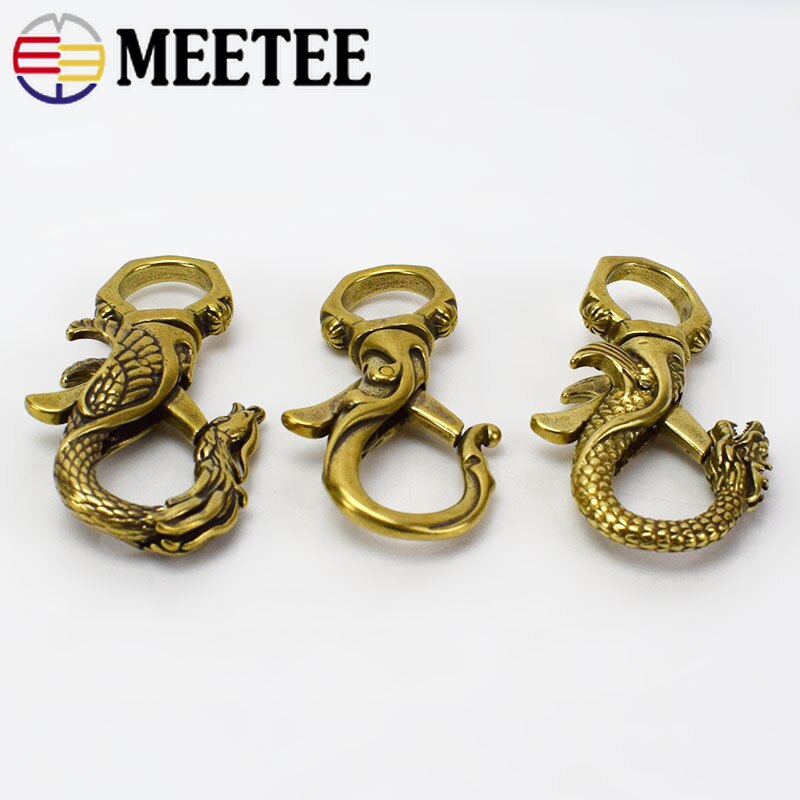Retro Solid Brass Keychain Buckles Bottle Opener Waist Wallet Chain Belt Car Key Ring Hooks Clasps Pendanat DIY Leather Craft