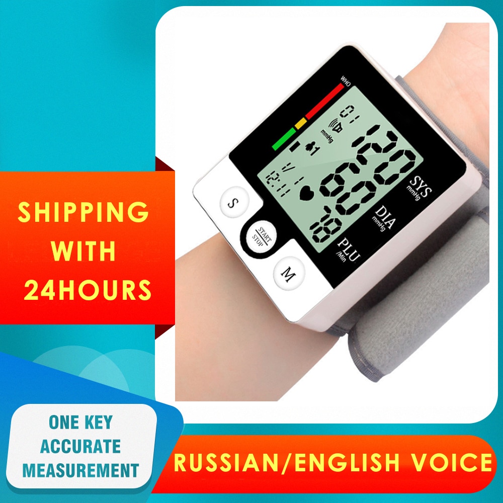 Engels Of Russisch Voice Tonometer Automatische Bloeddrukmeter Lcd-scherm Digitale Pols Pulse Meter Bloeddrukmeter