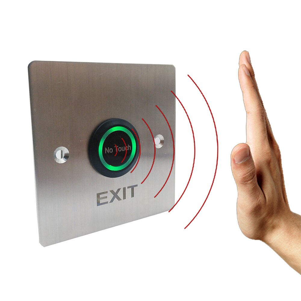 Square Stainless Steel Metal Door Release Switch IR Contactless No Touch Infrared Exit Button