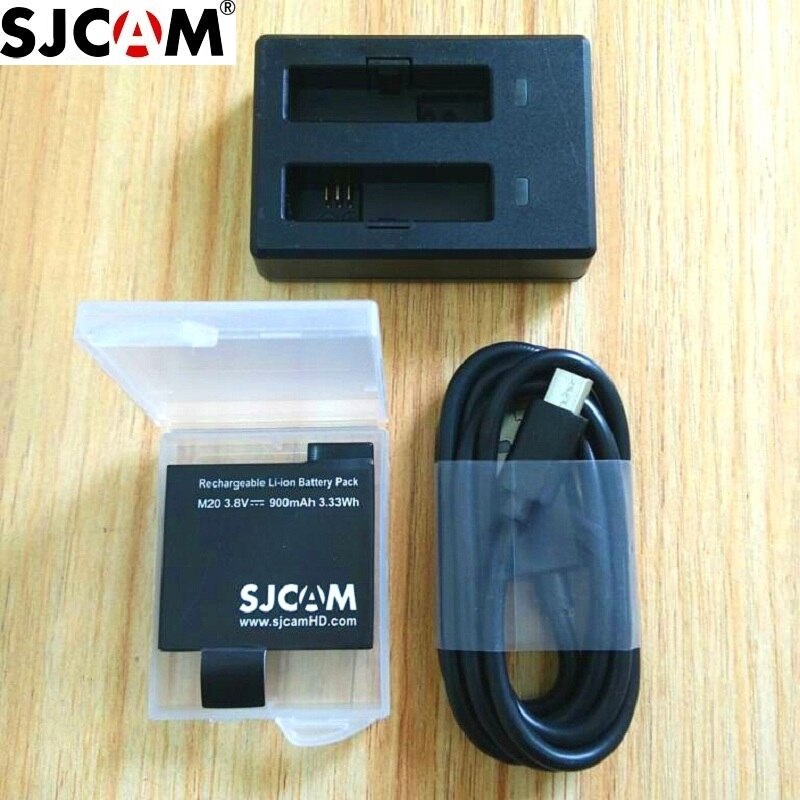 100% originele sjcam m20 900 mah backup oplaadbare li-on batterij en lader accessoires voor sjcam m20 2 k wifi sport camera dv