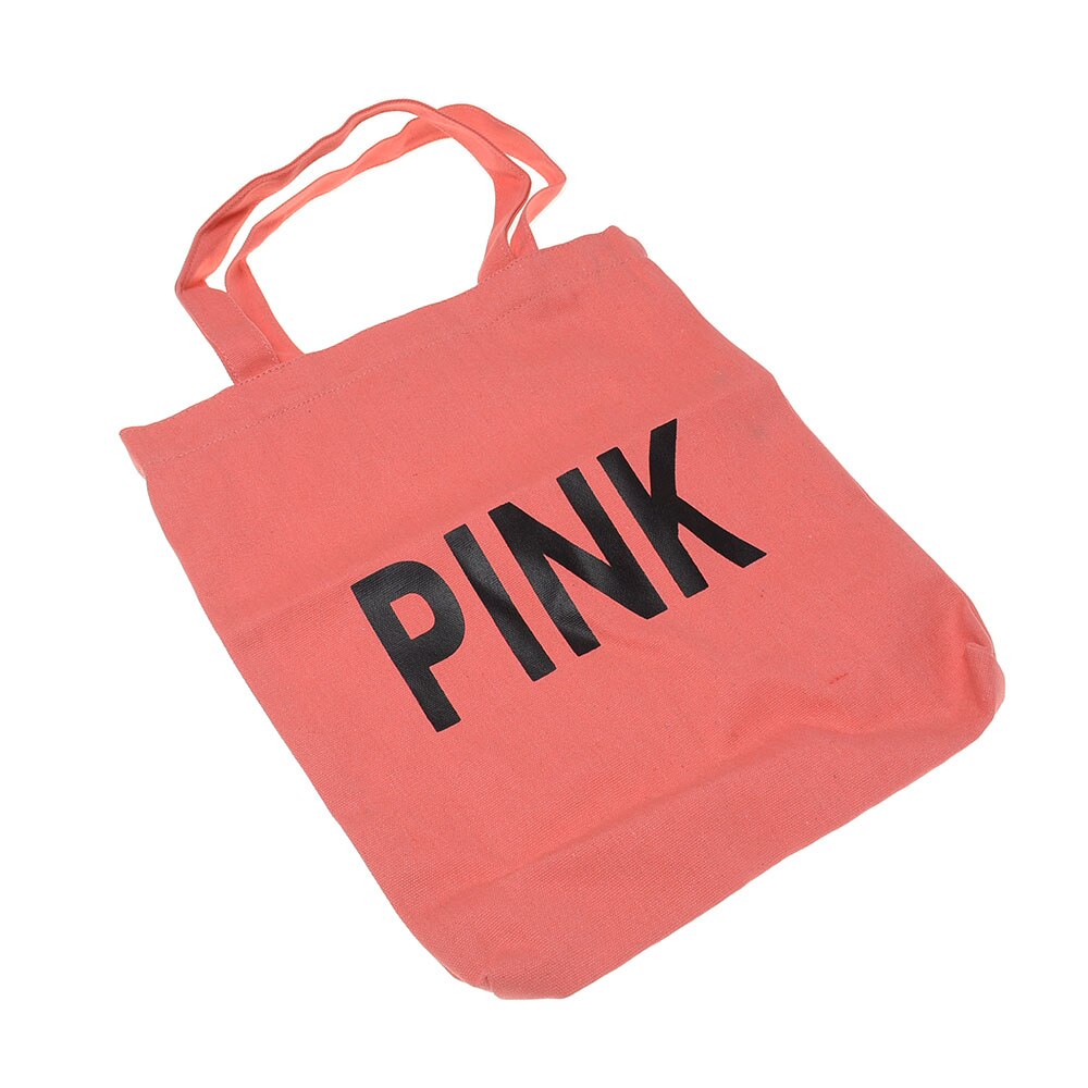 Canvas Tote Reizen Schilderen Tas Beknopte Brief Afdrukken Schouder Doek Zakken Eco Katoenen Boodschappentassen Art Accessoires Student: pink