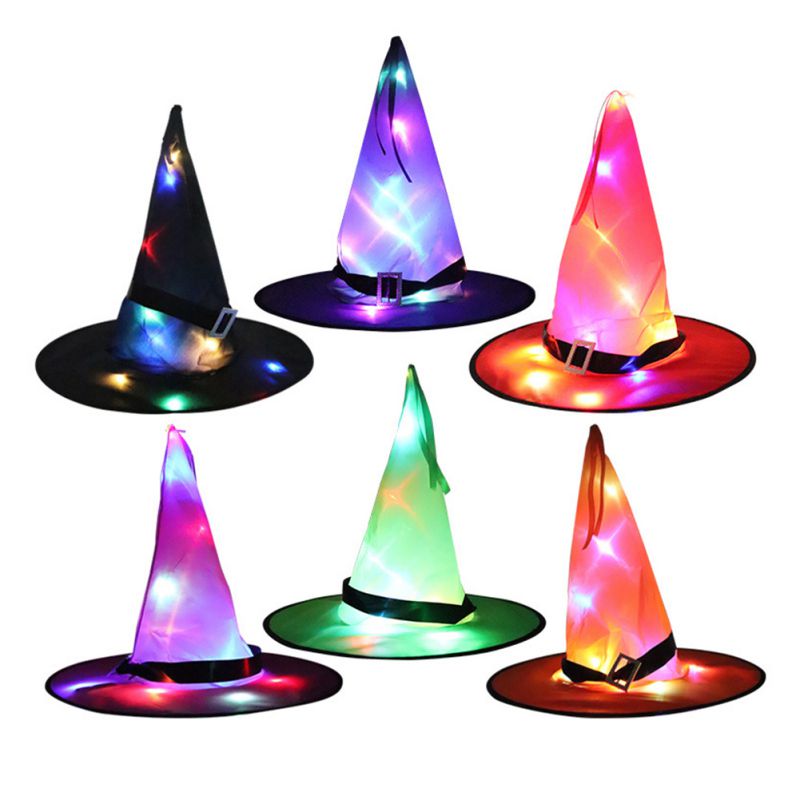 Halloween LED Luminous Headdress Magic Glowing Witch Hat Costume Children Adult Party Prom Featival Dress up Decoration S