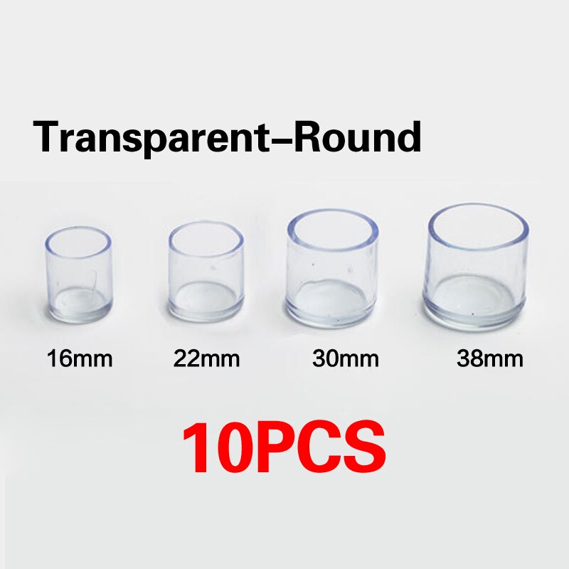 10 kpl liukumattomat tuolin jalkakorkit pvc lattiansuojat tyynyt pyöreät neliömäiset pöydän jalanpäälliset sukat huonekalujen reikätulpat sisustus: Kirkas kierros 38mm