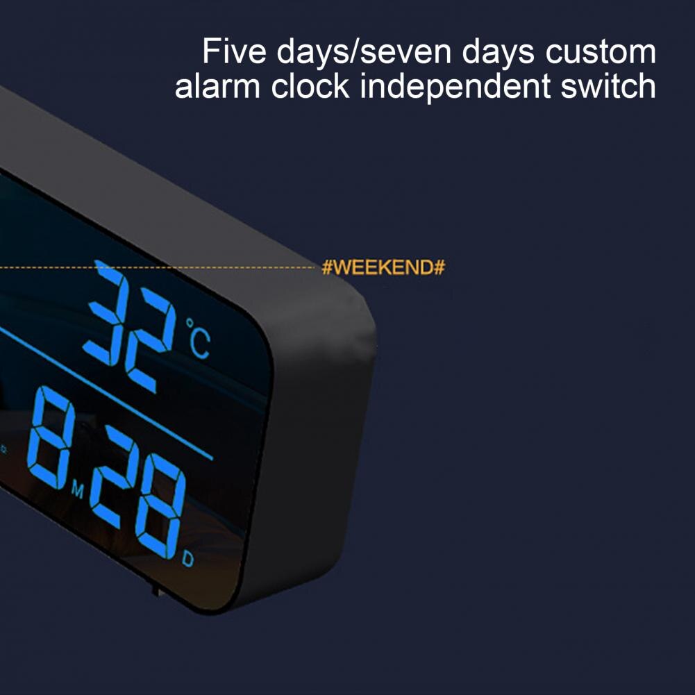 Large Screen LED Digital Alarm Clock Rechargeable Adjustable Temperature Display Desktop Alarm Clock LED Desktop Digital Clock