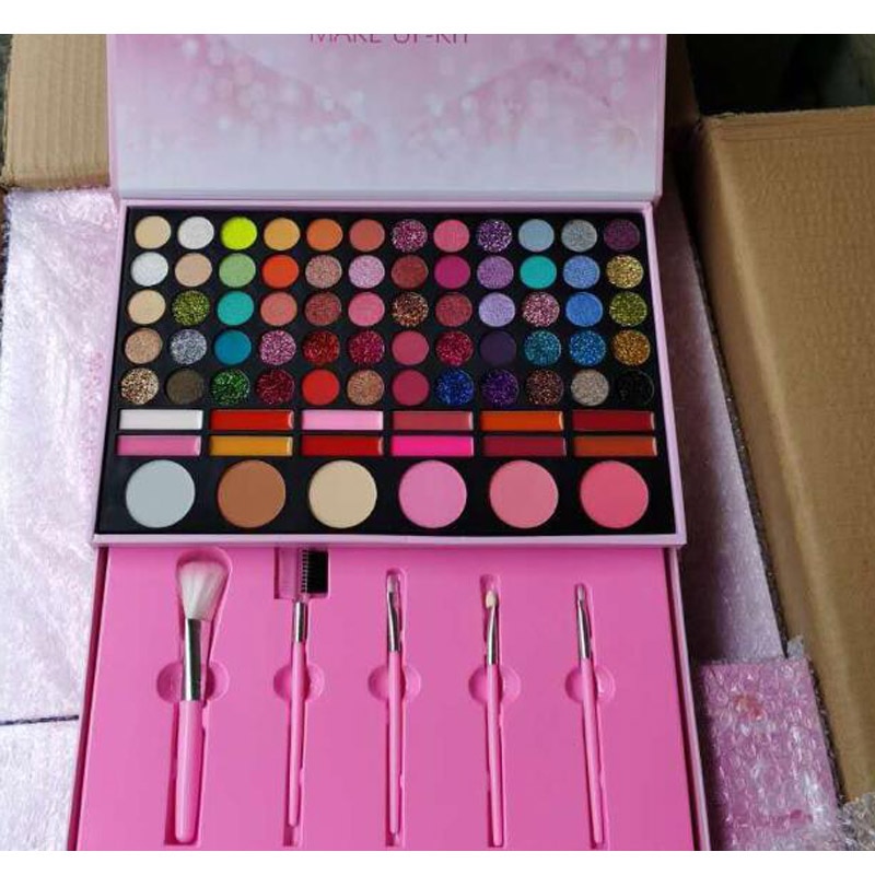 Make-Up Set 78 Color Eyeshadow Palette Met Roze Box Set Borstel