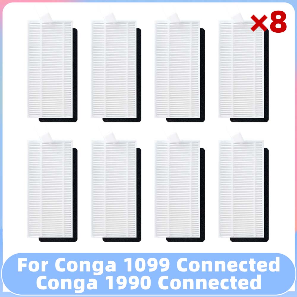 Compatible con Conga 1099 Connected / 1990 Connected Robot repuestos de aspiradora cepillo lateral principal filtro fregona accesorio de repuesto: plum
