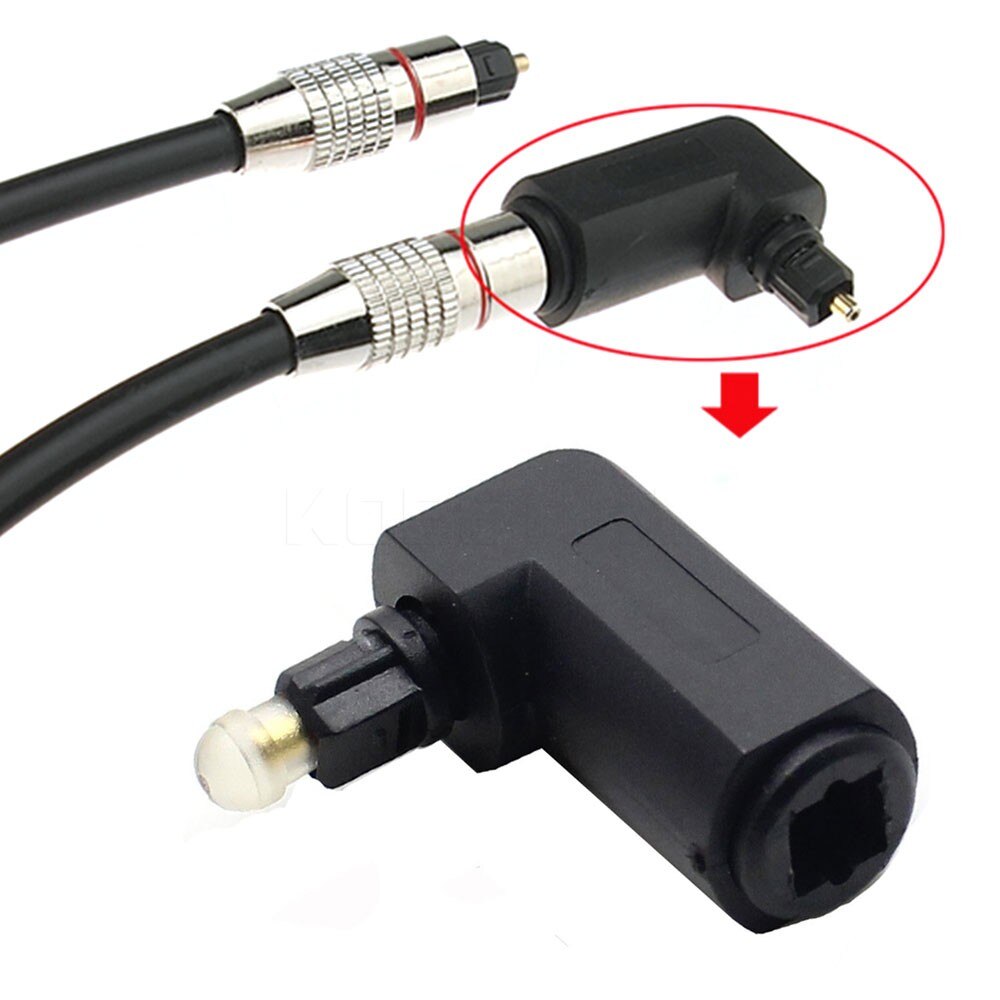 kebidu Toslink Female to Toslink Male Optical 90 Degree Right Angle Audio Cable Adapter Stereo Audio Converter 360 Rotate